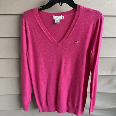 Suéter de lana de cachemir con cuello en V talla XS rosa Academia Preppy de Vineyard Vines para mujer Foto 1 de 4