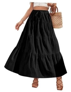 Women's Flowy Flared Ruffle Boho Long Skirt Summer Maxi Skirt - Picture 1 of 7