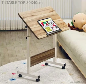 TILTABLE MOBILE OVERBED TROLLEY TABLE LAPTOP IPAD STUDY HOSPITAL DESK HI ADJUST - Picture 1 of 3