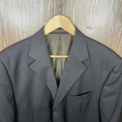 Gianni Valente Blazer Jacket Mens 42R Brown Solid Polyester Rayon Three Buttons - Image 1 of 4