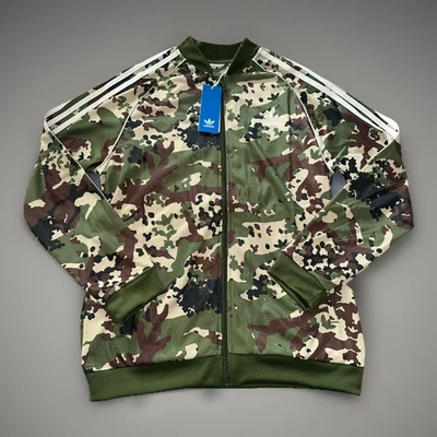 全新 YOUTH ADIDAS 原装 超级迷彩 TREFOIL 夹克 ~ 尺寸 XL #IS3290 — 第 1/4 张图片
