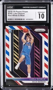2018-19 PANINI PRIZM RED WHITE & BLUE #280 LUKA DONCIC ROOKIE RC CGC 10 GEM MINT - Picture 1 of 2