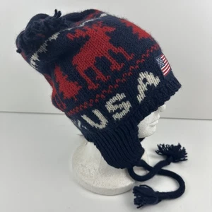 Olympics Team USA Ralph Lauren 2014 Limited Edition Reindeer Hat Beanie Sz L/XL - Picture 1 of 16