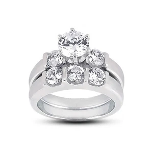 Klassischer Verlobungsring Set 3,61 kt H-SI1 runder natürlicher zertifizierter Diamanten 14 kt - Bild 1 von 3