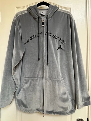 Moletom masculino vintage Y2K Jordan veludo tamanho médio cinza (terno completo) - Imagem 1 de 4