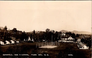 TWIN MOUNTAIN, NUEVO HAMPSHIRE CARROLL INN CAMPAMENTOS PISTAS DE TENIS POSTAL FOTO REAL - Imagen 1 de 2