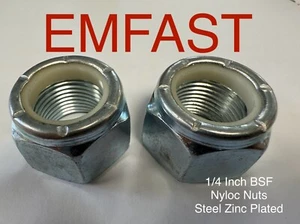 1/4 inch BSF Hexagon nyloc nut steel zinc locking jam nuts hex nylon lock nuts - Picture 1 of 1