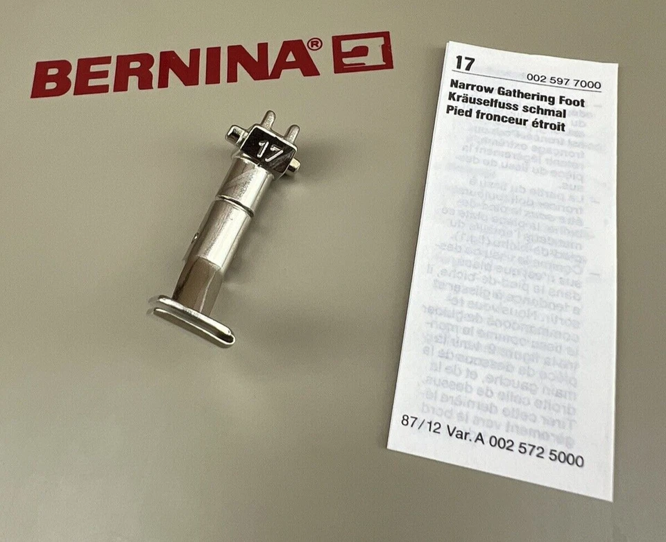 Genuine Bernina #17 Narrow Gathering Foot Original Sewing Machine Feet Part - Image 1 of 1