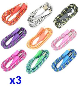 Cable cargador de sincronización de datos micro USB trenzado redondo de 6 pies para SAMSUNG, HTC, LG - Imagen 1 de 10