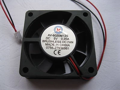 2 pcs Brushless DC Cooling Fan 7 Blade 5V 6020S 60x60x20mm Sleeve Bearing 2 Wire - Image 1 of 3