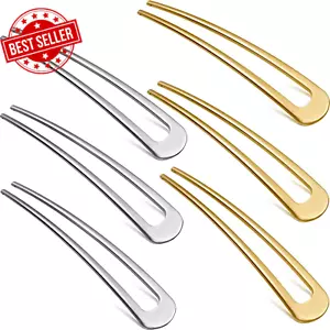 6 Pieces Simple Metal U Shaped Hairpins Hair Stick Fork Sticks French Hair Pin 2 - Picture 1 of 12