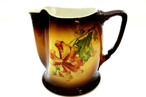 Antique WARWICK IOGA Lemonade / Water Pitcher with Hibiscus Flower Design 1900's - Picture 1 of 8
