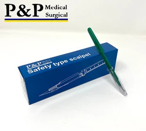 Disposable Safety Scalpel Sterile # 11 Stainless Steel with Handle Box of 10 - Picture 1 of 12