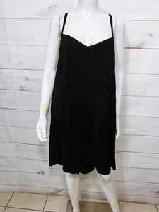 Torrid Womens Challis Romper Size 3 Black V-Neck w/Straps Pockets Sleeveless - Picture 1 of 9