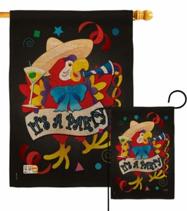 Es una fiesta loro arpillera jardín bandera celebración pequeño regalo patio casa pancarta - Imagen 1 de 19