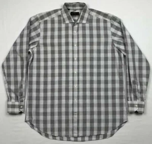 Camisa de vestir Etro Milano para hombre con botones 44 negra blanca a cuadros D7 - Imagen 1 de 10