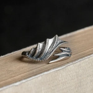 I13 Ring Dragon Wings Dragon Sterling Silver 925 Adjustable Size - Imagen 1 de 3