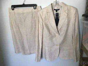 Neu mit Etikett Brooks Brothers Leinen hellbraun Rock Anzug - Größe M - Bild 1 von 7
