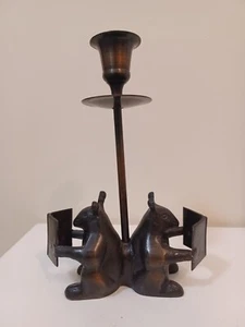 Novelty Bronze Mice Candlestick Candle Holder - Picture 1 of 18