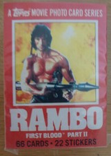 1985 RAMBO First Blood Part II 66 Trading Cards TOPPS Unsealed w/ Deck Box