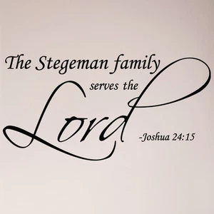 Calcomanía de pared personalizada 45" Family Serves The Lord Josué 24:15 personalizada - Imagen 1 de 2