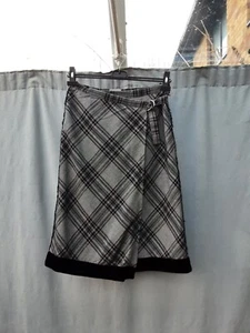 Per Una Grey Check Viscose Wool Blend A Line Wrap Skirt UK 12 VGC - Picture 1 of 5