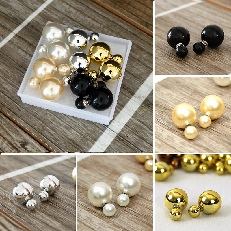 5 pares de pendientes de perlas de imitación de doble cara  Foto 1 de 1