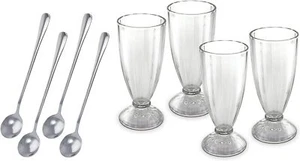 KOVOT Set Of 4 Old Fashioned Soda Glasses And Spoons - (4) 13-Ounce Classic Ice - Picture 1 of 3