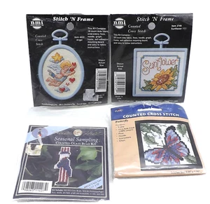 Plaid Butterfly Stitch N Frame Sunflower Angel Counted Cross Stitch Kit Lot 4 - Picture 1 of 6