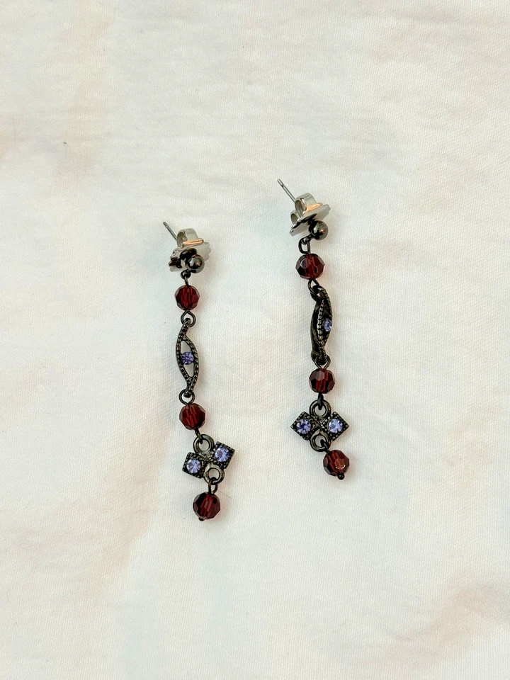 Lia Sophia Grey/Black and Purple Dangly Drop Earrings - Image 1 of 3