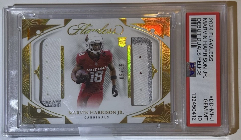 2024 impecable Marvin Harrison Jr. Debut Duals Relic-PSA Gem Mint 10 Foto 1 de 4