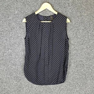 David Lawrence Womens Blouse Top Size 10 Navy Polka Dot 100% Silk - Picture 1 of 9