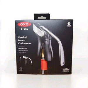 OXO Steel Vertical Lever Corkscrew Wine Bottle Opener - Picture 1 of 4