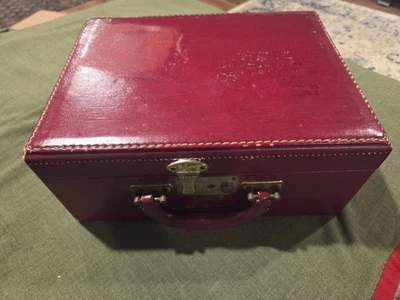 Saks Fifth Avenue New York Red Leather Train Travel Case 1940's, 12" x 9" x 5" - Image 1 of 4