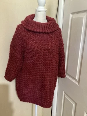 Много Tracy Reese вафли водолазка туника открытый вязаный свитер бордовый S - Изображение 1 из 4