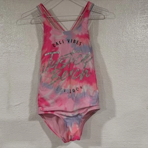 Justice Swimsuit Girls Large 12/14 One Piece Cali Vibes Bathing Suit Tie Dye - Picture 1 of 9