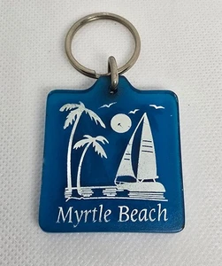 Portachiavi ricordo Myrtle Beach spiaggia barca a vela palma viaggio blu da collezione - Foto 1 di 2