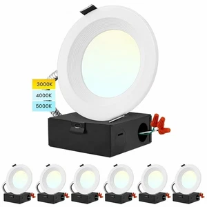 Luxrite 4" Commercial LED Recessed Light 9/12/15W 3 CCT Up to 1350 Lumens 6-Pack - Picture 1 of 8