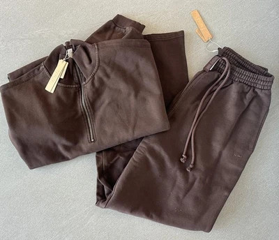 Skims Boyfriend Fleece CONJUNTO Media Cremallera Sudadera y Pantalón Espresso Nuevo con Etiquetas Talla Pequeña Foto 1 de 4
