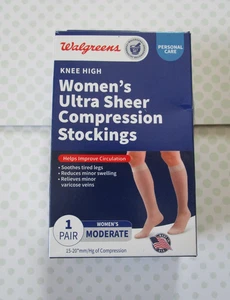 Calcetines de compresión Walgreens hasta la rodilla transparentes para mujer talla M - Imagen 1 de 2
