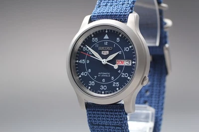 [NOS] SEIKO Seiko5 7S26-02J0 37mm Blue Dial Day/Date Automatic Men's Watch Japan - Image 1 of 4
