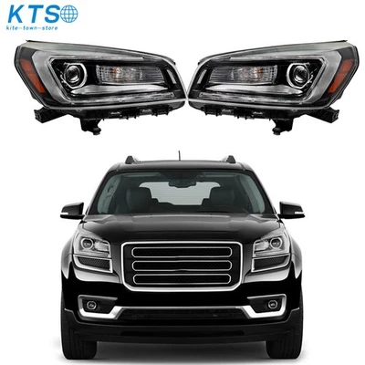 Driver&Passenger For GMC Acadia 2013-16 Projector Headlight Halogen W/LED Black - Image 1 of 4