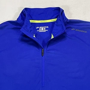 Brooks Pullover Herren Large Blau DriLayer Quarter Zip Laufshirt Oberteil - Bild 1 von 15