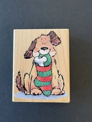 Penny Black Xmas Treat Dog Bone Christmas Stocking Funny Rubber Stamp 2230F - Изображение 1 из 4