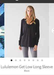 🍋 EUC Lululemon Get Low Long Sleeve BLACK 6 W3ADMS Sheer V Neck - Picture 1 of 7