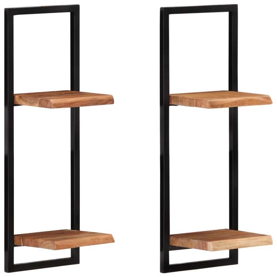 Wall Shelves Steel Display Storage Rack Solid Wood Acacia and Steel vidaXL - image 1 of 1