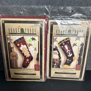 Caron Hodge Podge Quilt Felt Applique Santa Angel Christmas Stocking Kit Holiday - Picture 1 of 5