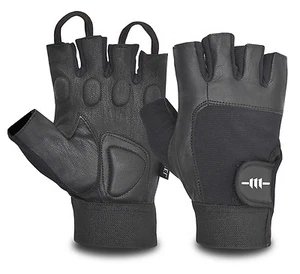 Guantes de ejercicio de culturismo acolchados de cuero sin dedos para levantamiento de pesas para hombre - Imagen 1 de 2