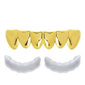 Hip Hop Plain Grillz Gold Plated Bottom Cap Teeth S636 G Molding 1 extra Bar - Picture 1 of 3