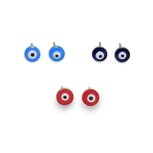 Rot Blau Evil Eye Ohrstecker Sterlingsilber Rund Schutz Ohrringe Geschenk für Sie - Bild 1 von 11